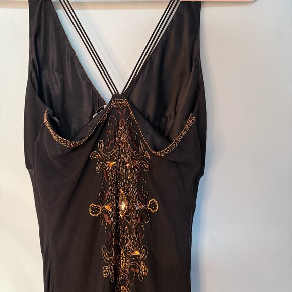 EUC Cache Silk Beaded Maxi Dress | Size 4 | Black Bronze Boho - Picture 11 of 14